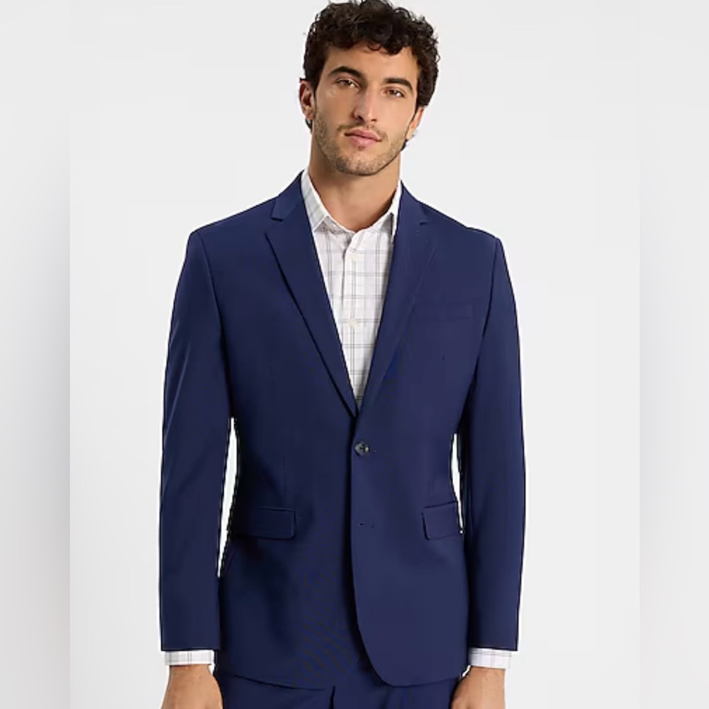 Express Men's Dark Blue Slim Fit Suit Jacket – Navy – Size 42R